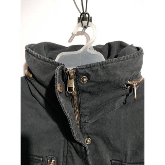 Steve Madden black utility coat with zippered hood lots of pockets woman medium - Picture 8 of 8